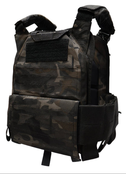 Multicam Black camouflage tactical vest on a white background