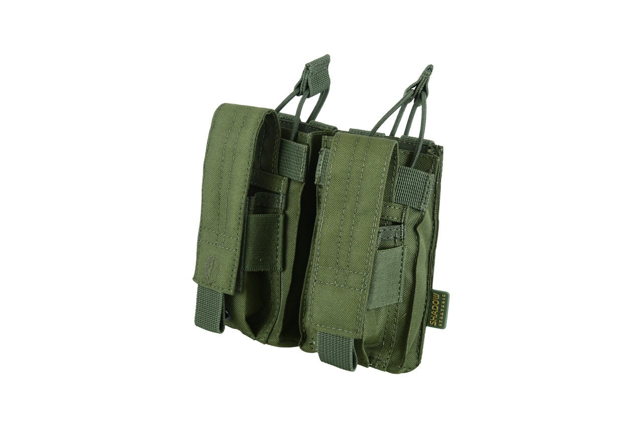 SHS - 22088 AK/9mm DOUBLE  OPEN-TOP MAG POUCH OLIVE GREEN