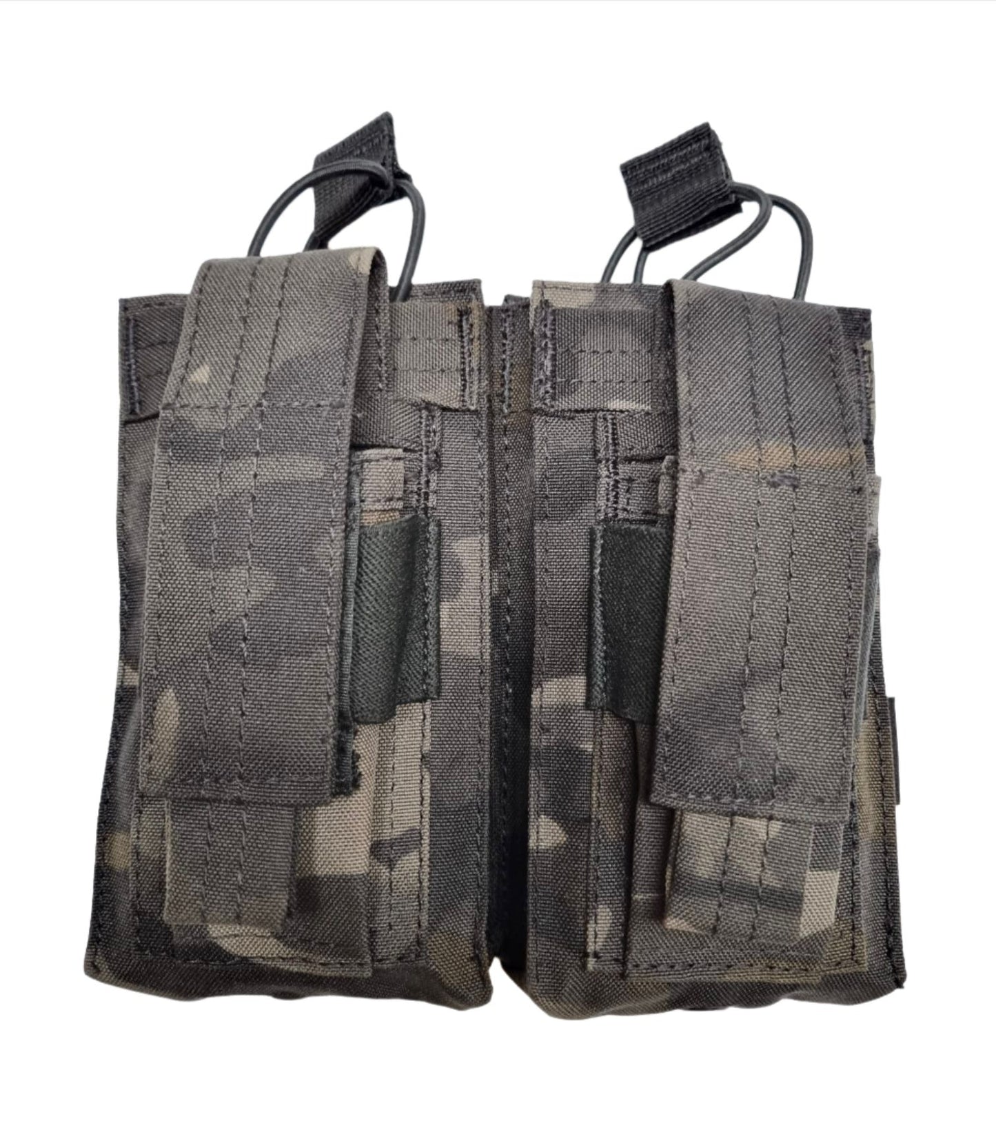 SHS - 22088 AK/9mm DOUBLE  OPEN-TOP MAG POUCH MULTICAM BLACK