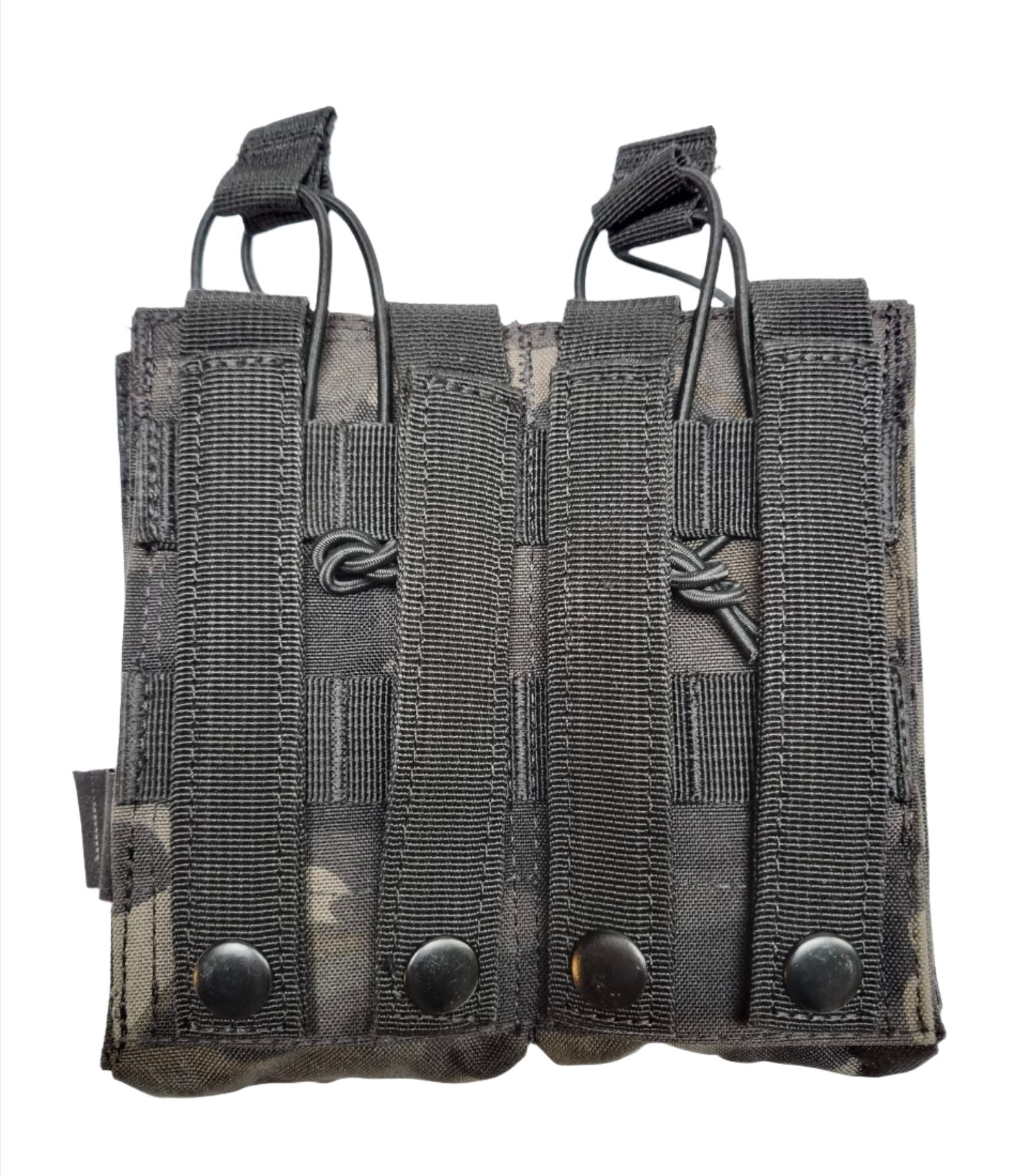 SHS - 22088 AK/9mm DOUBLE  OPEN-TOP MAG POUCH MULTICAM BLACK