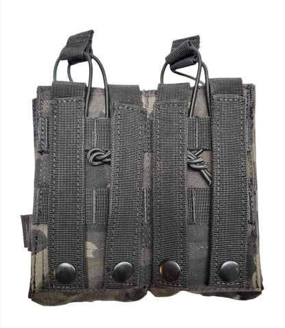 SHS - 22088 AK/9mm DOUBLE  OPEN-TOP MAG POUCH MULTICAM BLACK