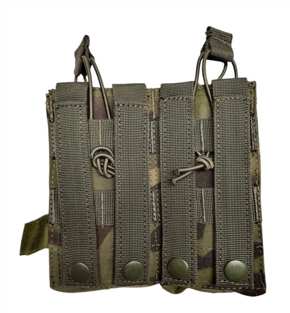SHS - 22088 AK/9mm DOUBLE  OPEN-TOP MAG POUCH MULTICAM GREEN
