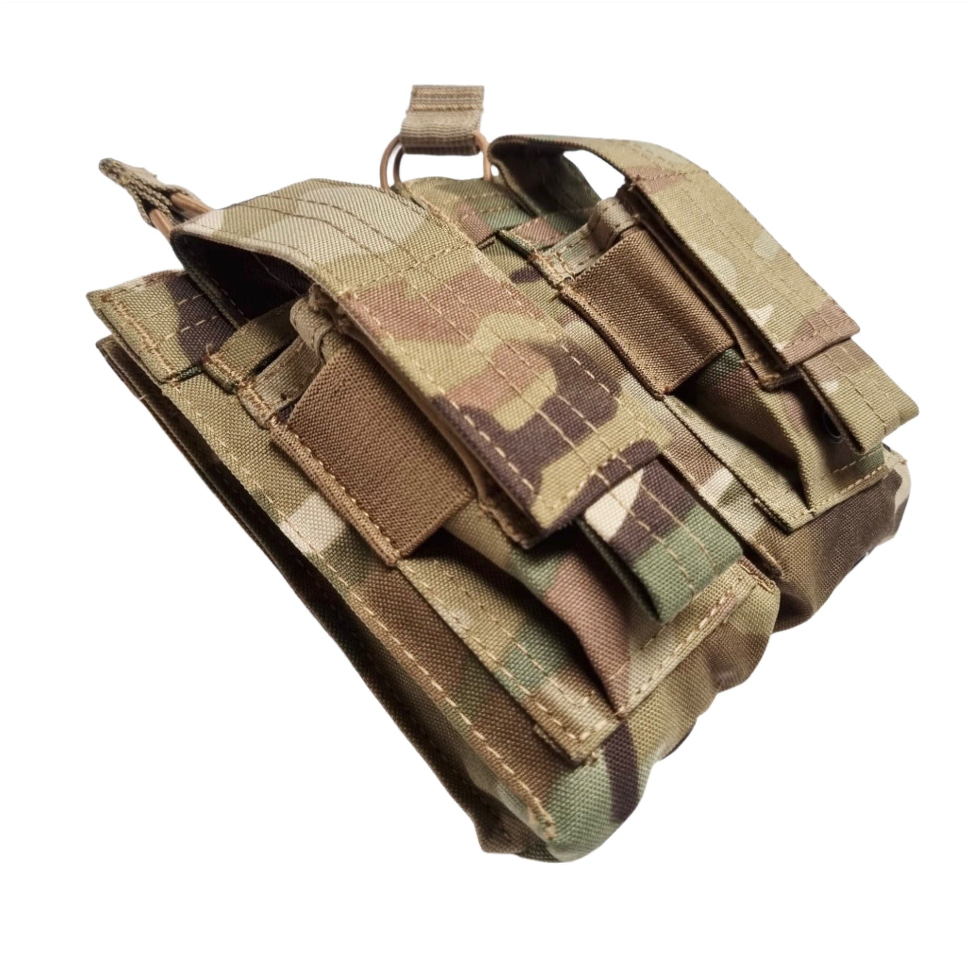 SHS - 22088 AK/9mm DOUBLE  OPEN-TOP MAG POUCH MULTICAM SIDE VIEW