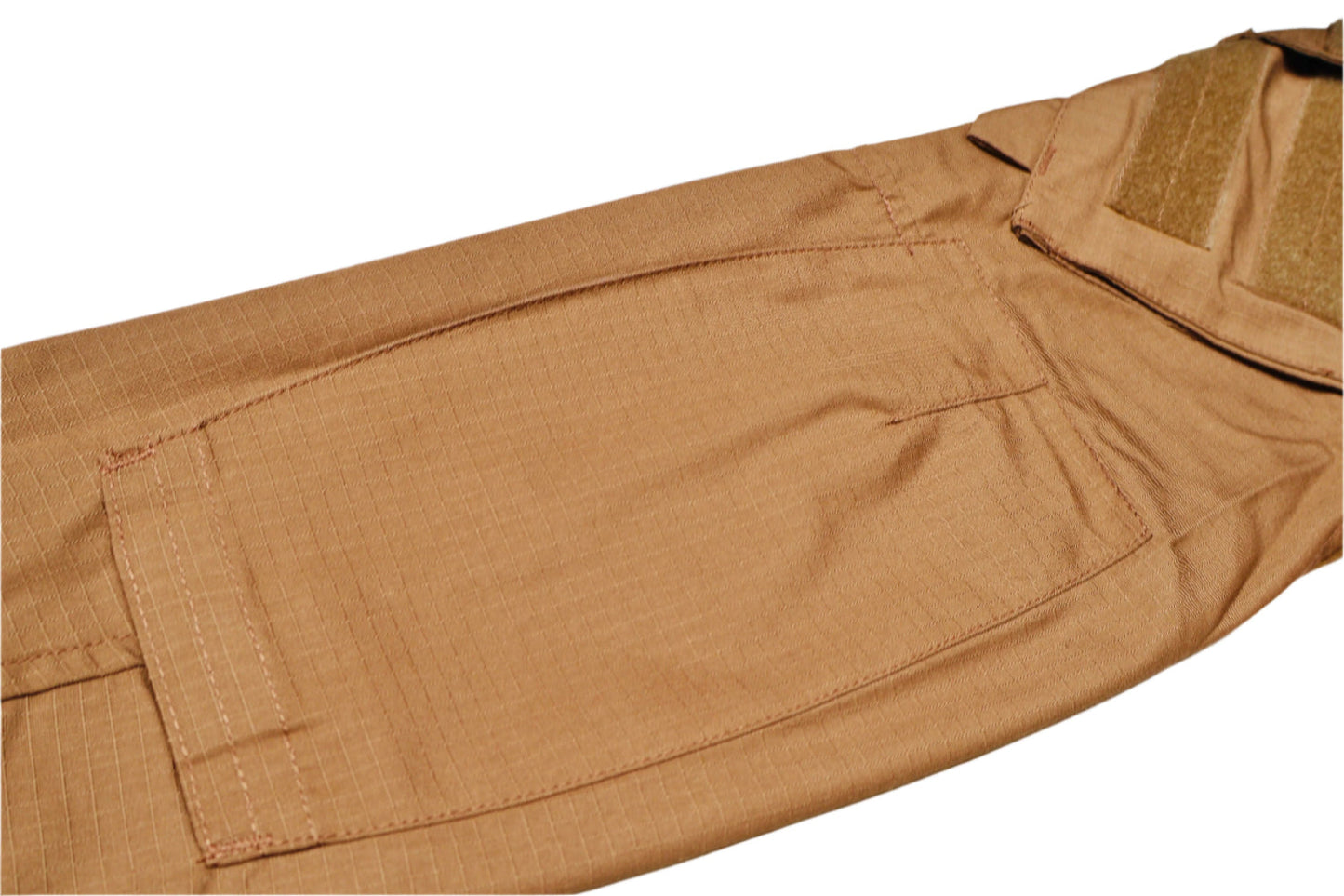 Brown tactical Shirt Arm with a patch on a white background