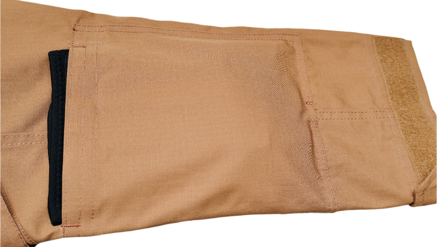 Close-up of brown Shirt with a pocket on a white background