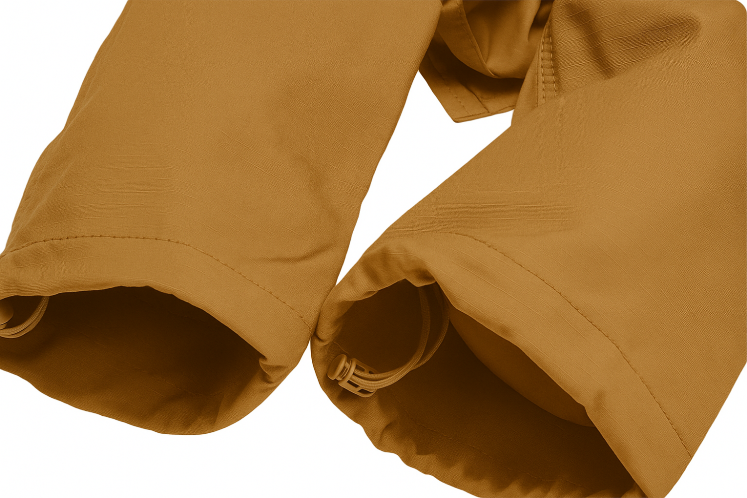 Close-up of brown pants with a white background