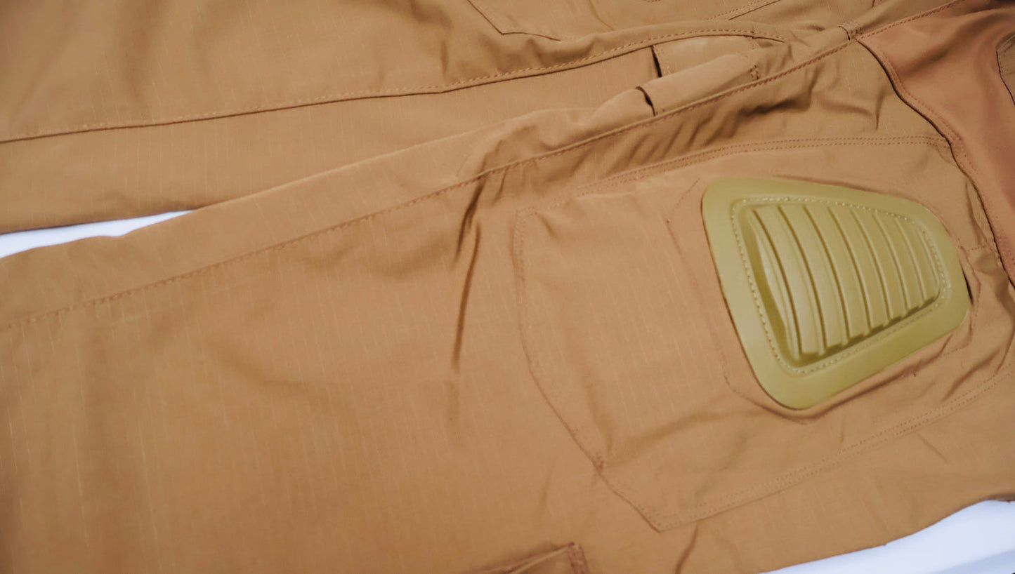 Brown jacket with a green patch on a white background